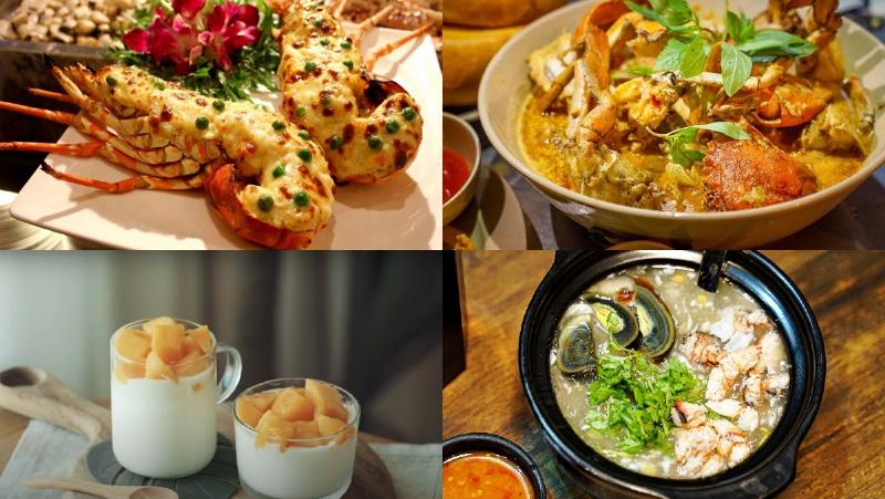 Một đĩa mực xào dứa cần tây hoàn chỉnh, màu sắc rực rỡ, được trang trí đẹp mắt